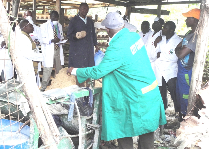 Demonstrations on the process of Making White Charcoal at Dandora dumpsite